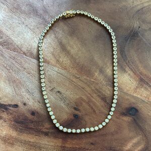 Dorsey James Bezel 3.25 mm lab green sapphire gold rivere necklace - 15 inches